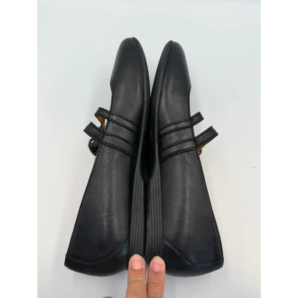 Dansko Leeza Black Leather Double Strap Mary Jane Flats Women EU 41 US 10.5-11